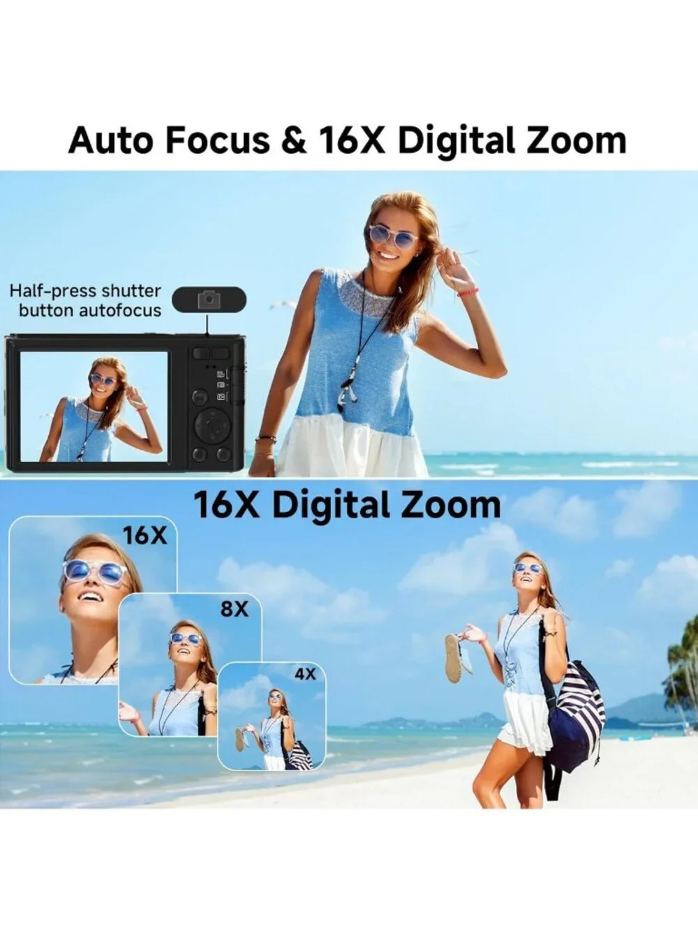 4K FHD Kids Digital Camera 44MP with 64GB SD Card - Perfect for Young